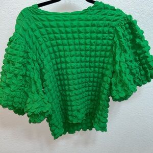 Anthropologie Emerald Textured Blouse